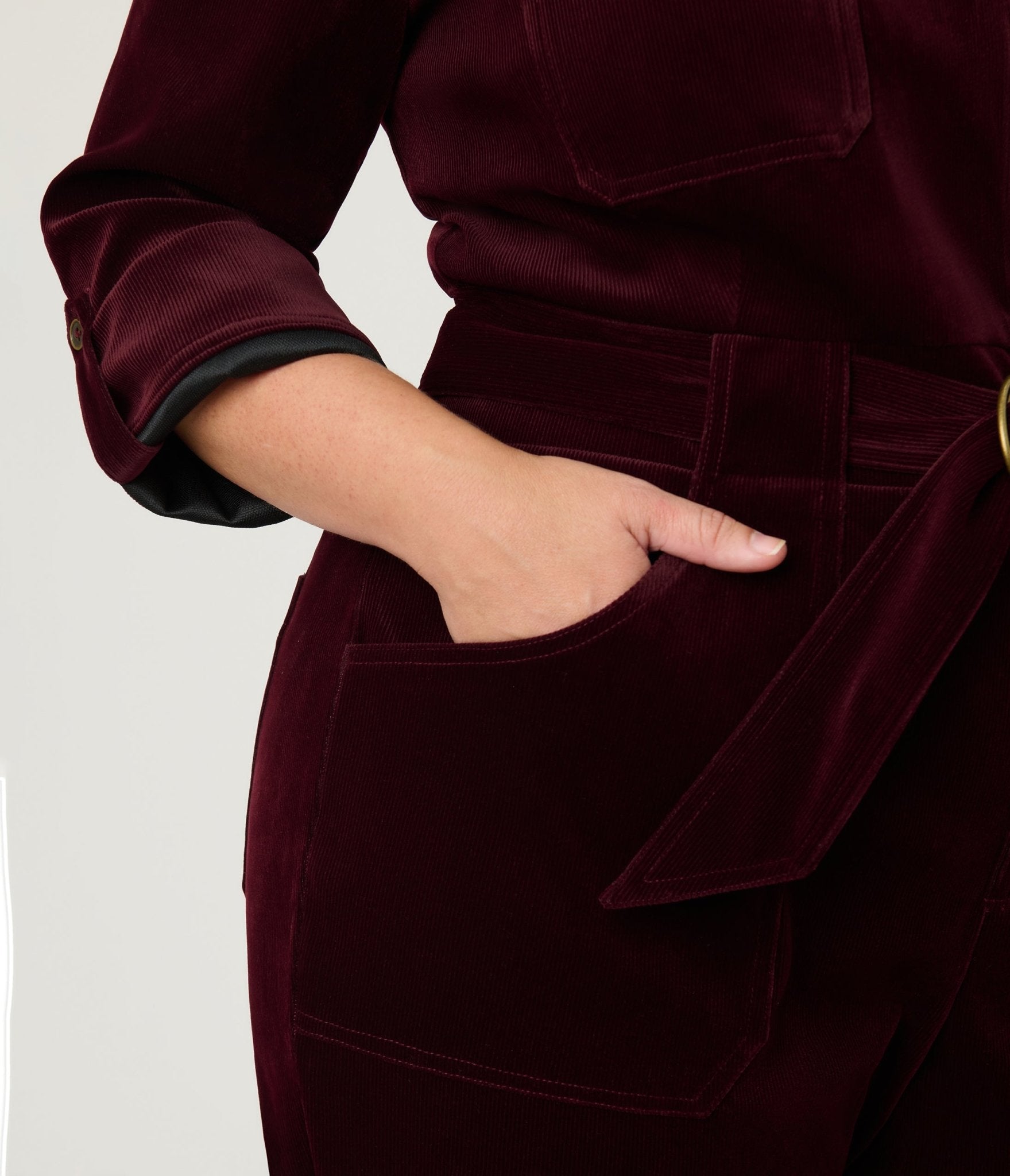 Unique Vintage Plus Size Burgundy Corduroy Trixie Jumpsuit - Unique Vintage - Womens, BOTTOMS, ROMPERS AND JUMPSUITS
