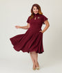 Unique Vintage Plus Size Burgundy Evil Eye Baltimore Swing Dress