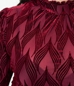 Unique Vintage Plus Size Burgundy Leaf Velvet Burnout Donna Blouse - Unique Vintage - Womens, TOPS, KNIT TOPS