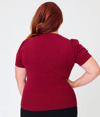 Unique Vintage Plus Size Burgundy Mystical Icons Embroidered Sweater - Unique Vintage - Womens, TOPS, SWEATERS