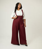 Unique Vintage Plus Size Burgundy Rochelle Suspender Pants - Unique Vintage - Womens, BOTTOMS, PANTS