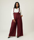 Unique Vintage Plus Size Burgundy Rochelle Suspender Pants - Unique Vintage - Womens, BOTTOMS, PANTS