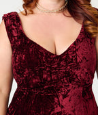 Unique Vintage Plus Size Burgundy Textured Velvet Goldwyn Gown - Unique Vintage - Womens, DRESSES, MAXI