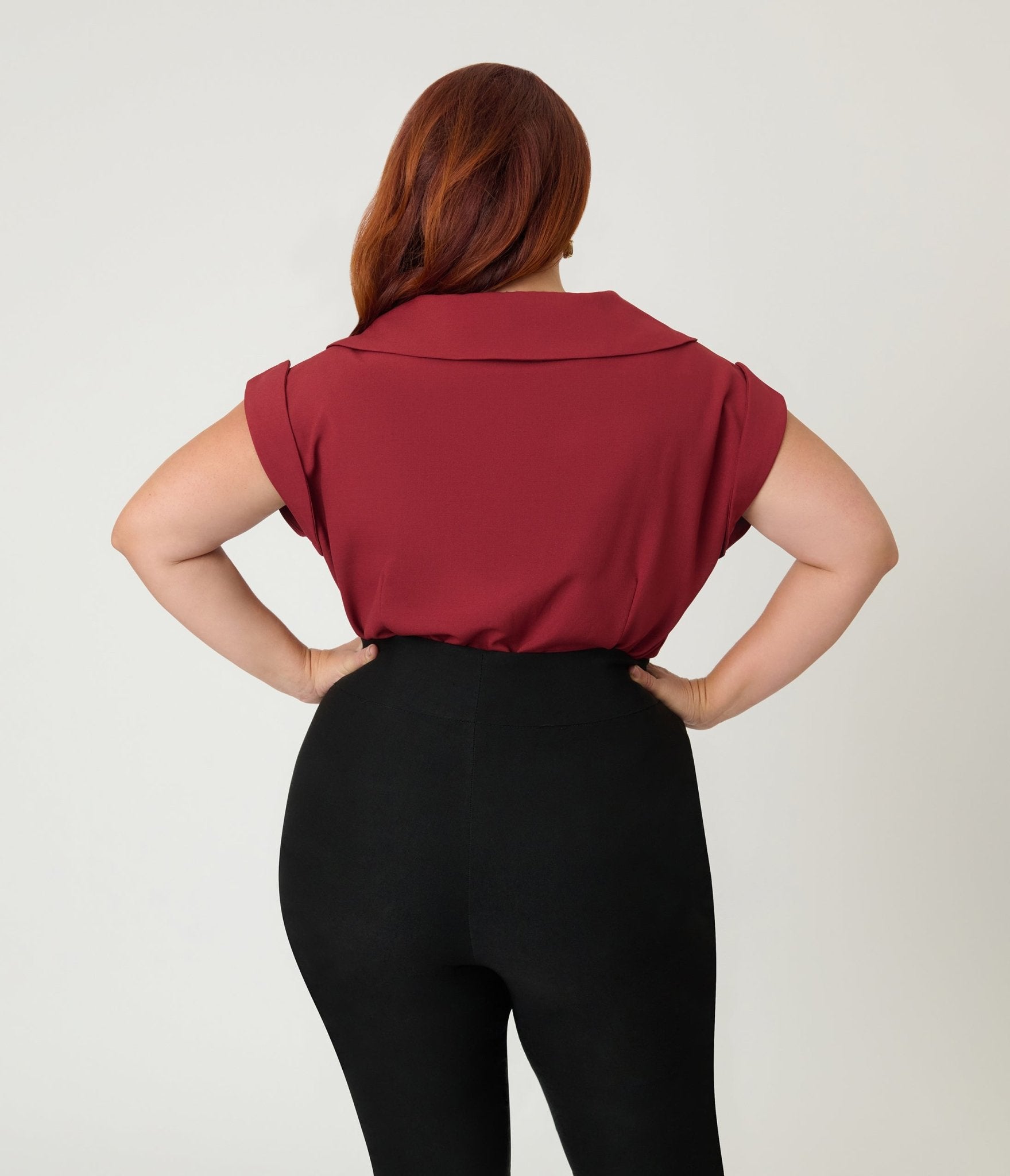 Unique Vintage Plus Size Burgundy Twill Sleeveless Blouse - Unique Vintage - Womens, TOPS, WOVEN TOPS
