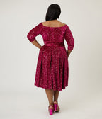 Unique Vintage Plus Size Burgundy Velvet Sequin Marceline Swing Dress - Unique Vintage - Womens, DRESSES, SWING