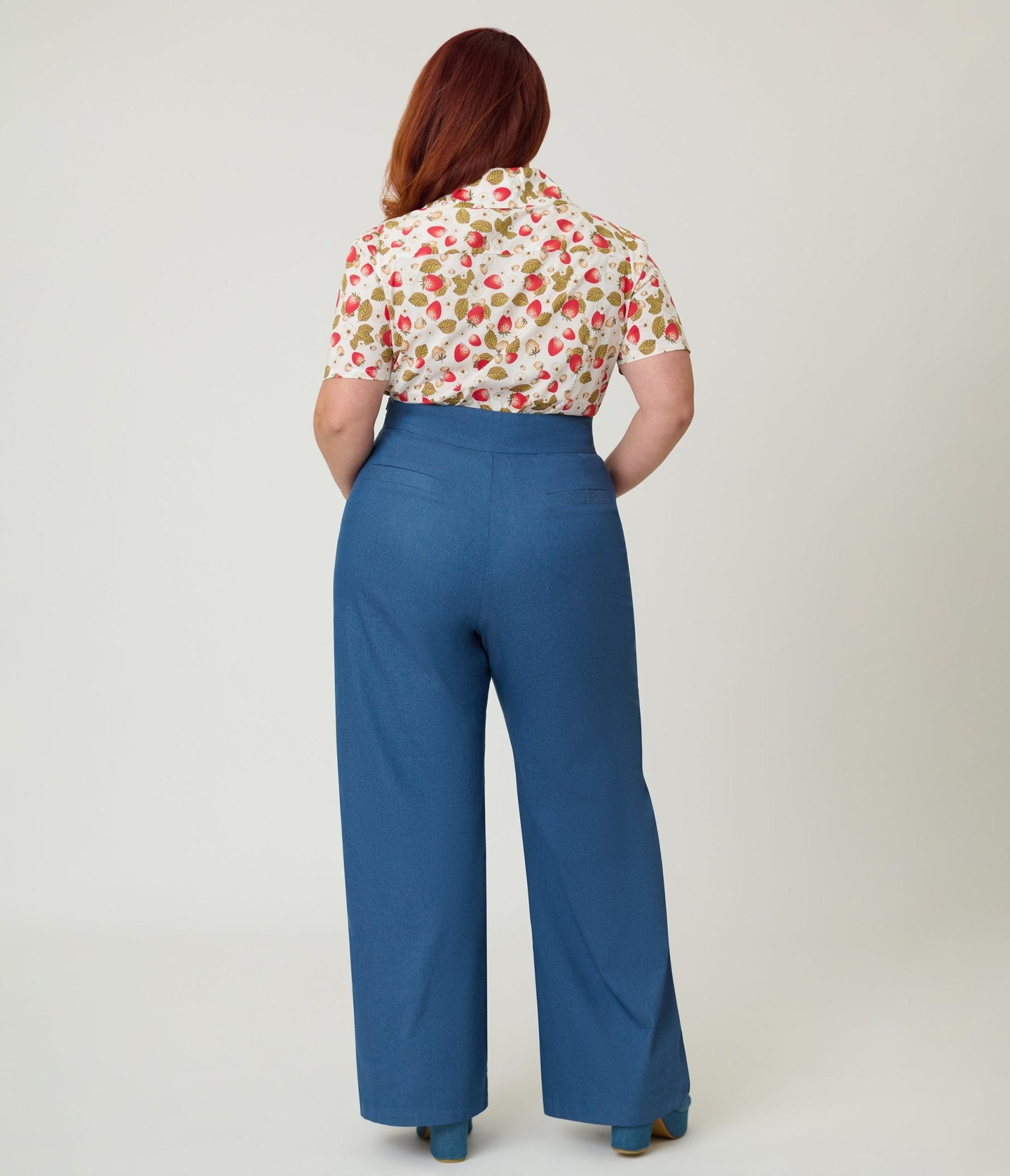 Unique Vintage Plus Size Chambray High Waist Sailor Ginger Pants - Unique Vintage - Womens, BOTTOMS, PANTS