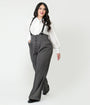 Unique Vintage Plus Size Charcoal Pinstripe Thelma Suspender Pants