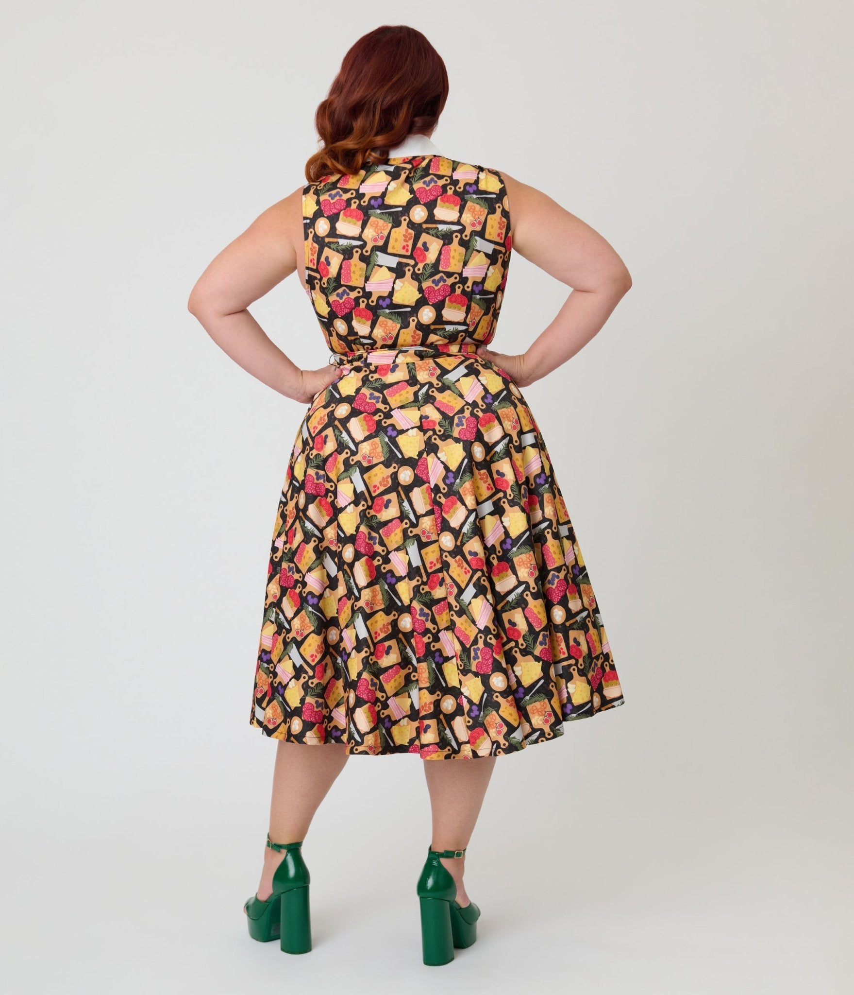 Unique Vintage Plus Size Charcuterie Print Darlene Swing Dress - Unique Vintage - Womens, DRESSES, SWING