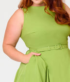 Unique Vintage Plus Size Chartreuse Sleeveless Devon Swing Dress - Unique Vintage - Womens, DRESSES, SWING