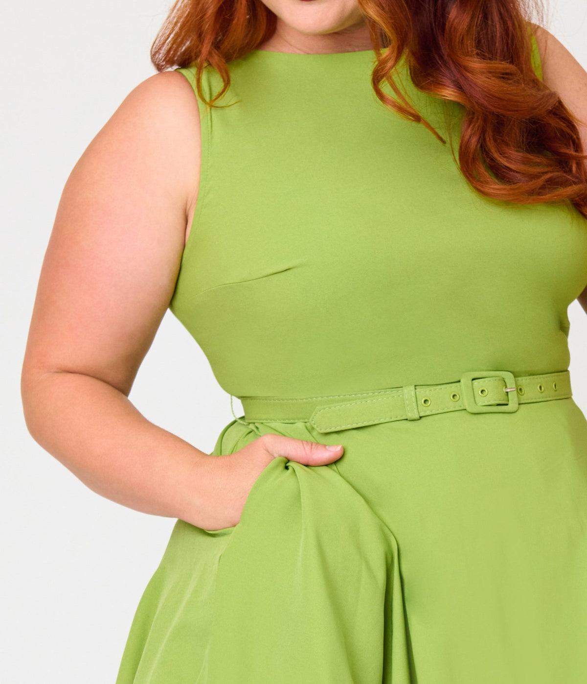 Unique Vintage Plus Size Chartreuse Sleeveless Devon Swing Dress - Unique Vintage - Womens, DRESSES, SWING
