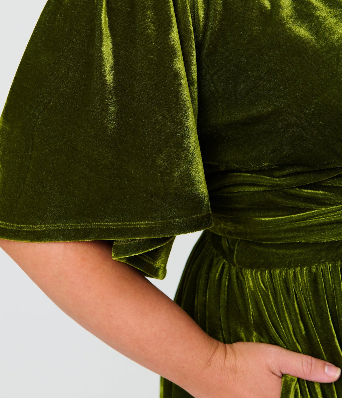 Unique Vintage Plus Size Chartreuse Velvet Flutter Sleeve Lenora Swing Dress - Unique Vintage -