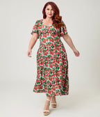 Unique Vintage Plus Size Cherry Tomato Midi Dress - Unique Vintage - Womens, DRESSES, MIDI