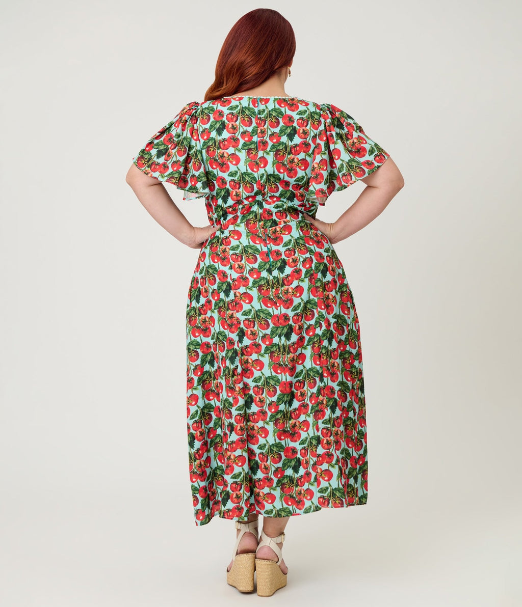 Unique Vintage Plus Size Cherry Tomato Midi Dress - Unique Vintage - Womens, DRESSES, MIDI