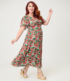 Unique Vintage Plus Size Cherry Tomato Midi Dress - Unique Vintage - Womens, DRESSES, MIDI