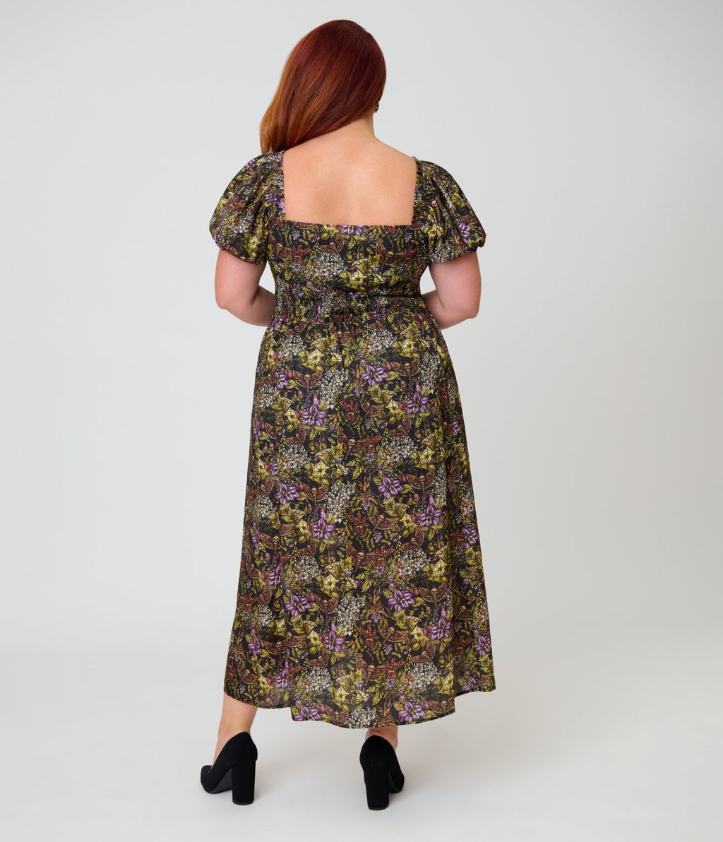 Unique Vintage Plus Size Dark Magic Floral Midi Dress - Unique Vintage - Womens, DRESSES, MIDI