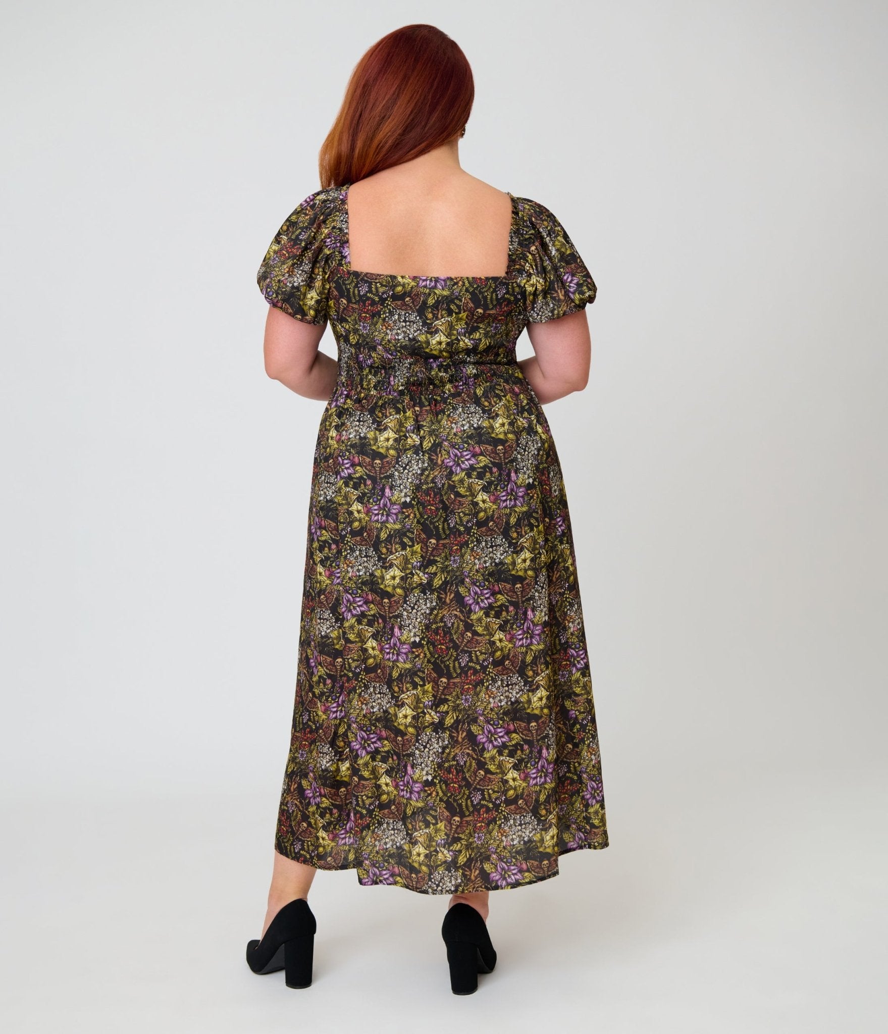 Unique Vintage Plus Size Dark Magic Floral Midi Dress - Unique Vintage - Womens, DRESSES, MIDI
