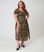 Unique Vintage Plus Size Dark Magic Floral Midi Dress - Unique Vintage - Womens, DRESSES, MIDI