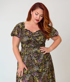 Unique Vintage Plus Size Dark Magic Floral Midi Dress - Unique Vintage - Womens, DRESSES, MIDI