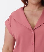 Unique Vintage Plus Size Dark Rose Twill Sleeveless Blouse - Unique Vintage - Womens, TOPS, WOVEN TOPS