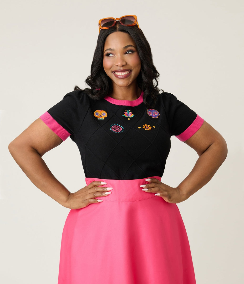 Unique Vintage Plus Size Day of the Dead Embroidered Sweater - Unique Vintage - Womens, TOPS, SWEATERS