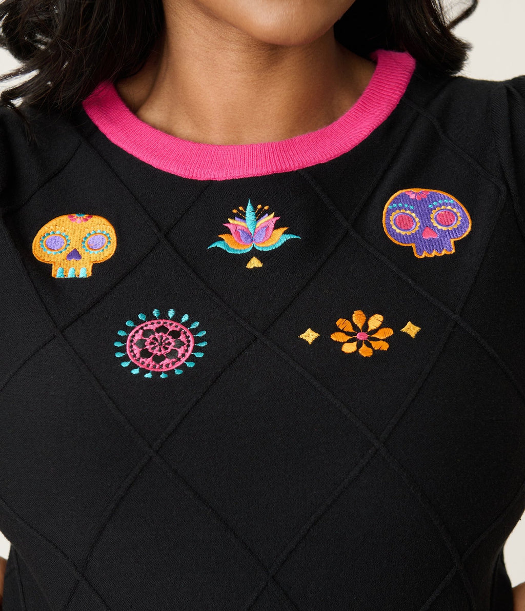 Unique Vintage Plus Size Day of the Dead Embroidered Sweater - Unique Vintage - Womens, TOPS, SWEATERS
