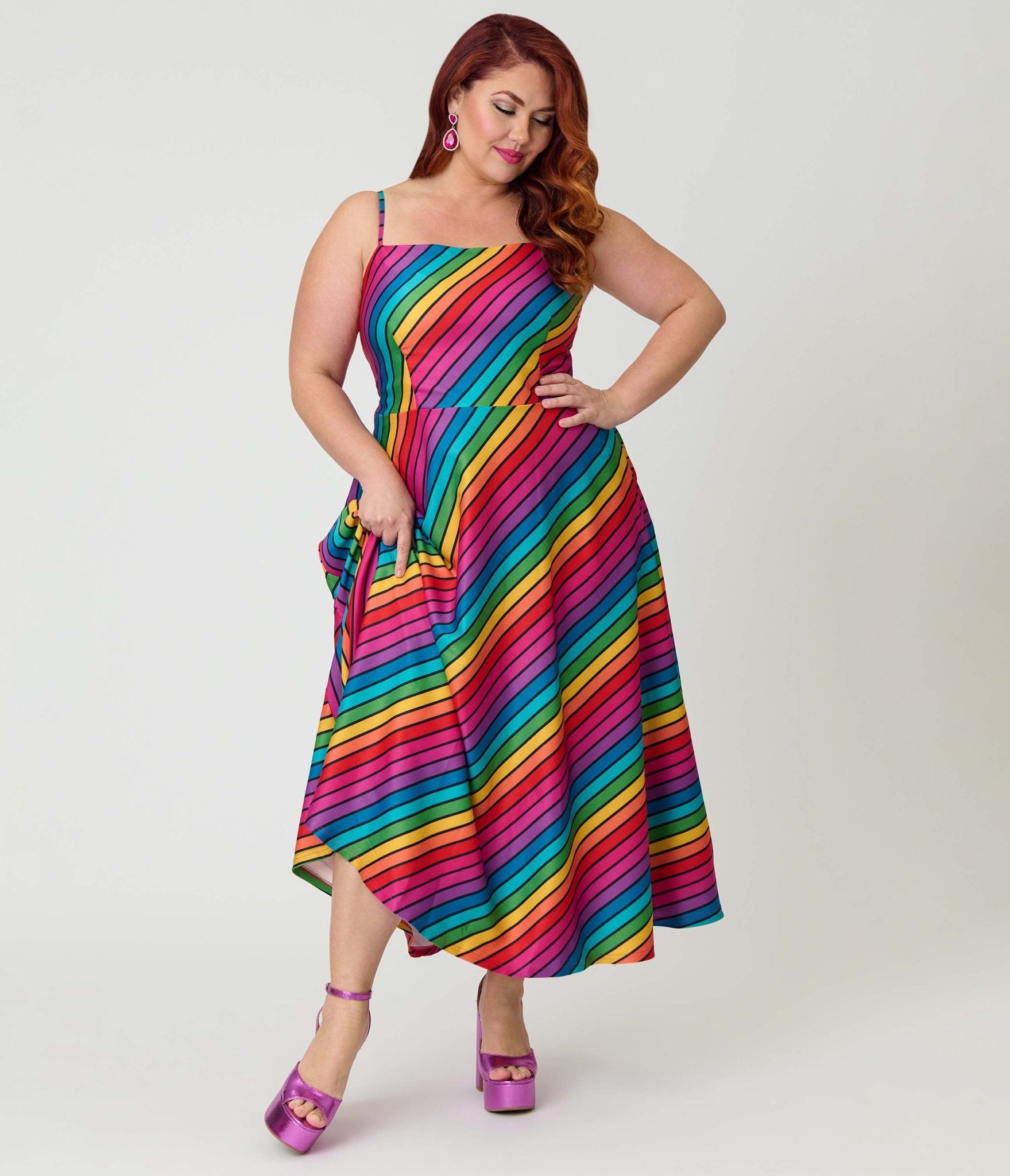 Unique Vintage Plus Size 1950s Midi Dress