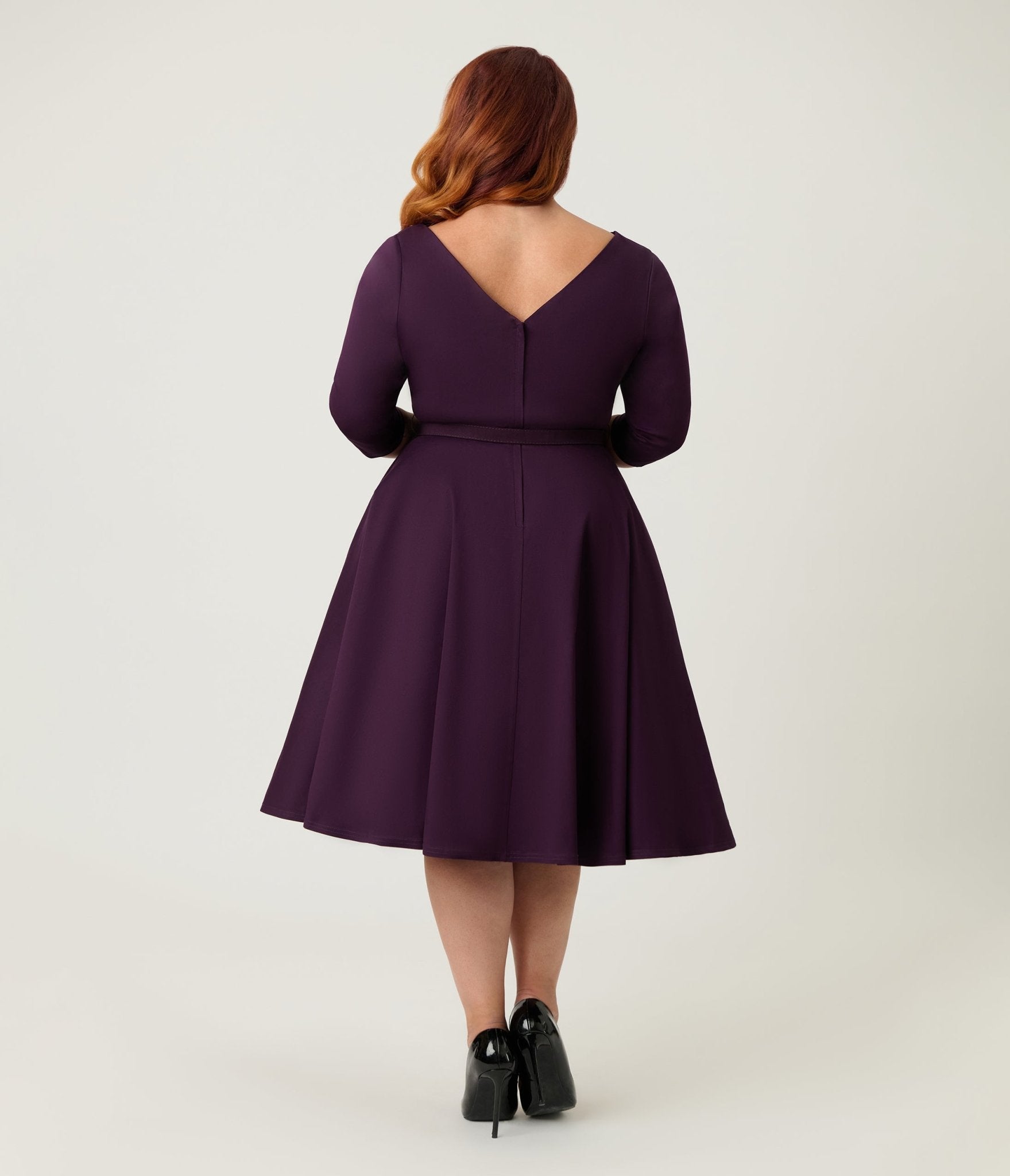Unique Vintage Plus Size Eggplant Devon Swing Dress - Unique Vintage - Womens, DRESSES, SWING