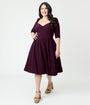 Unique Vintage Plus Size Eggplant Lamar Swing Dress