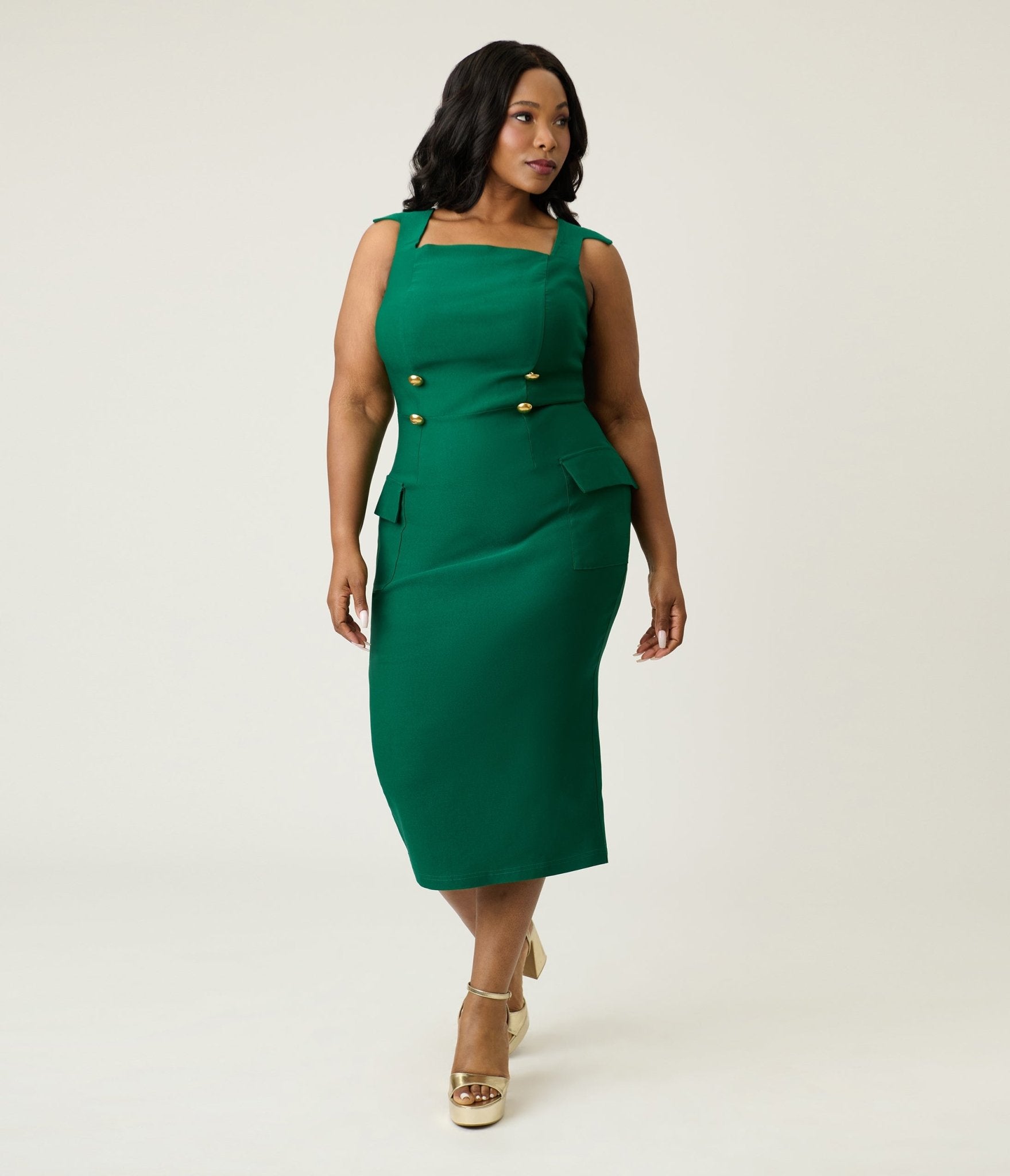 Unique Vintage Plus Size Emerald Sheath Pencil Dress - Unique Vintage - Womens, DRESSES, WIGGLE