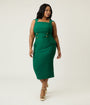 Unique Vintage Plus Size Emerald Sheath Pencil Dress