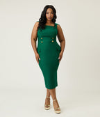 Unique Vintage Plus Size Emerald Sheath Pencil Dress - Unique Vintage - Womens, DRESSES, WIGGLE