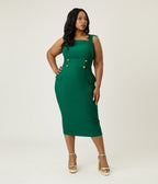 Unique Vintage Plus Size Emerald Sheath Pencil Dress - Unique Vintage - Womens, DRESSES, WIGGLE