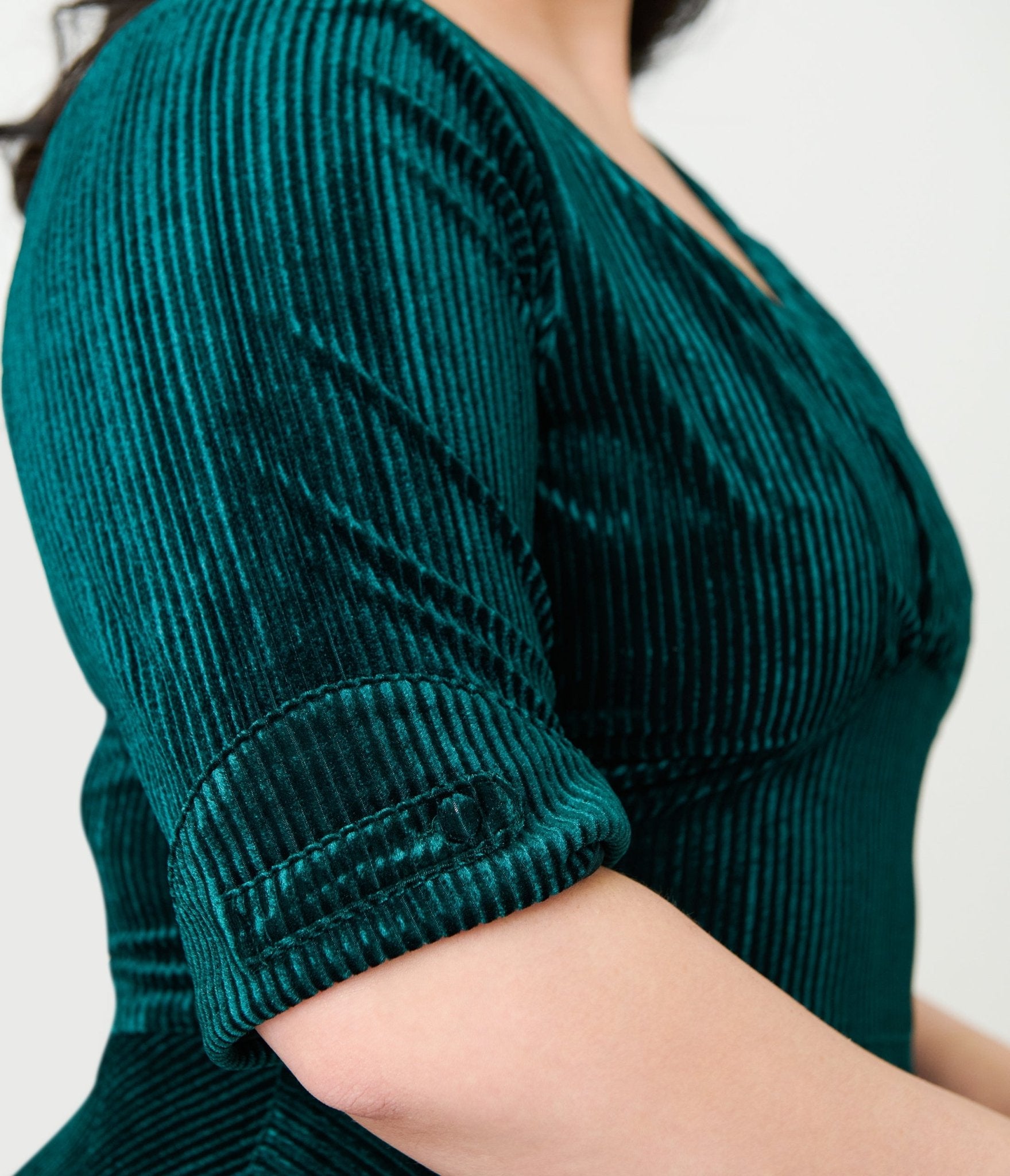 Unique Vintage Plus Size Emerald Textured Velvet Delores Swing Dress Unique Vintage Plus Size Emerald Textured Velvet Delores Swing Dress