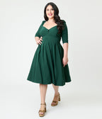Unique Vintage Plus Size Forest Green Lamar Swing Dress - Unique Vintage - Womens, DRESSES, SWING