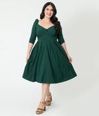 Unique Vintage Plus Size Forest Green Lamar Swing Dress - Unique Vintage - Womens, DRESSES, SWING