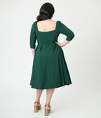 Unique Vintage Plus Size Forest Green Lamar Swing Dress - Unique Vintage - Womens, DRESSES, SWING