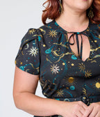 Unique Vintage Plus Size Gold Foil Celestial Dahlia Swing Dress - Unique Vintage - Womens, DRESSES, SWING