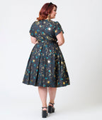 Unique Vintage Plus Size Gold Foil Celestial Dahlia Swing Dress - Unique Vintage - Womens, DRESSES, SWING