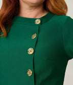 Unique Vintage Plus Size Green Button Swing Dress - Unique Vintage - Womens, DRESSES, SWING