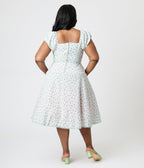 Unique Vintage Plus Size Green Floral Gingham Print Swing Dress - Unique Vintage - Womens, DRESSES, SWING