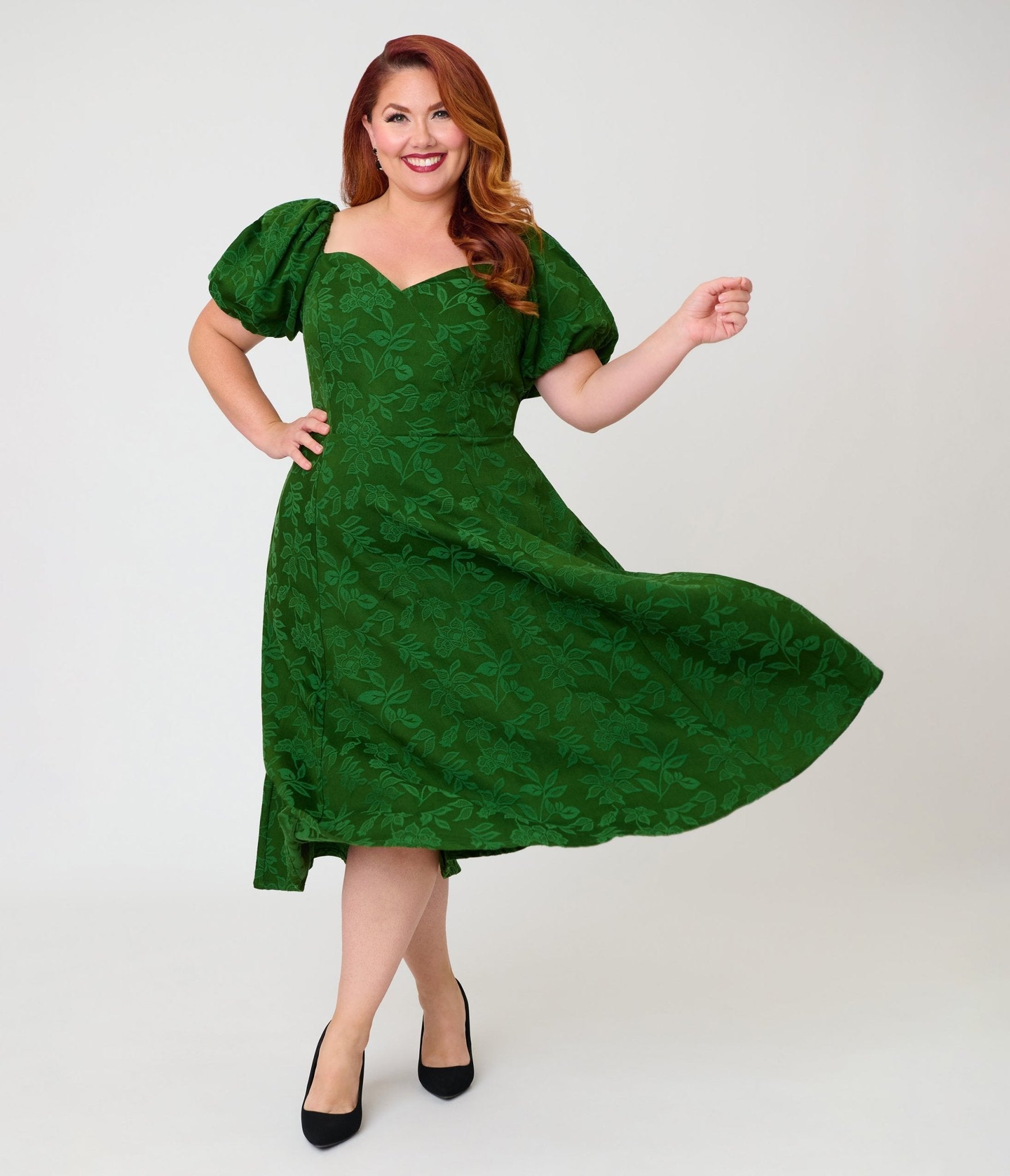 plus size cocktail dresses green Unique Vintage Floral Jacquard Sweetheart Swing Dress Bridesmaid Dresses with Sunflowers leading to a flowing pcat-213 Size:26/28