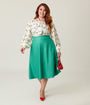 Unique Vintage Plus Size Green High Waist Vivien Swing Skirt