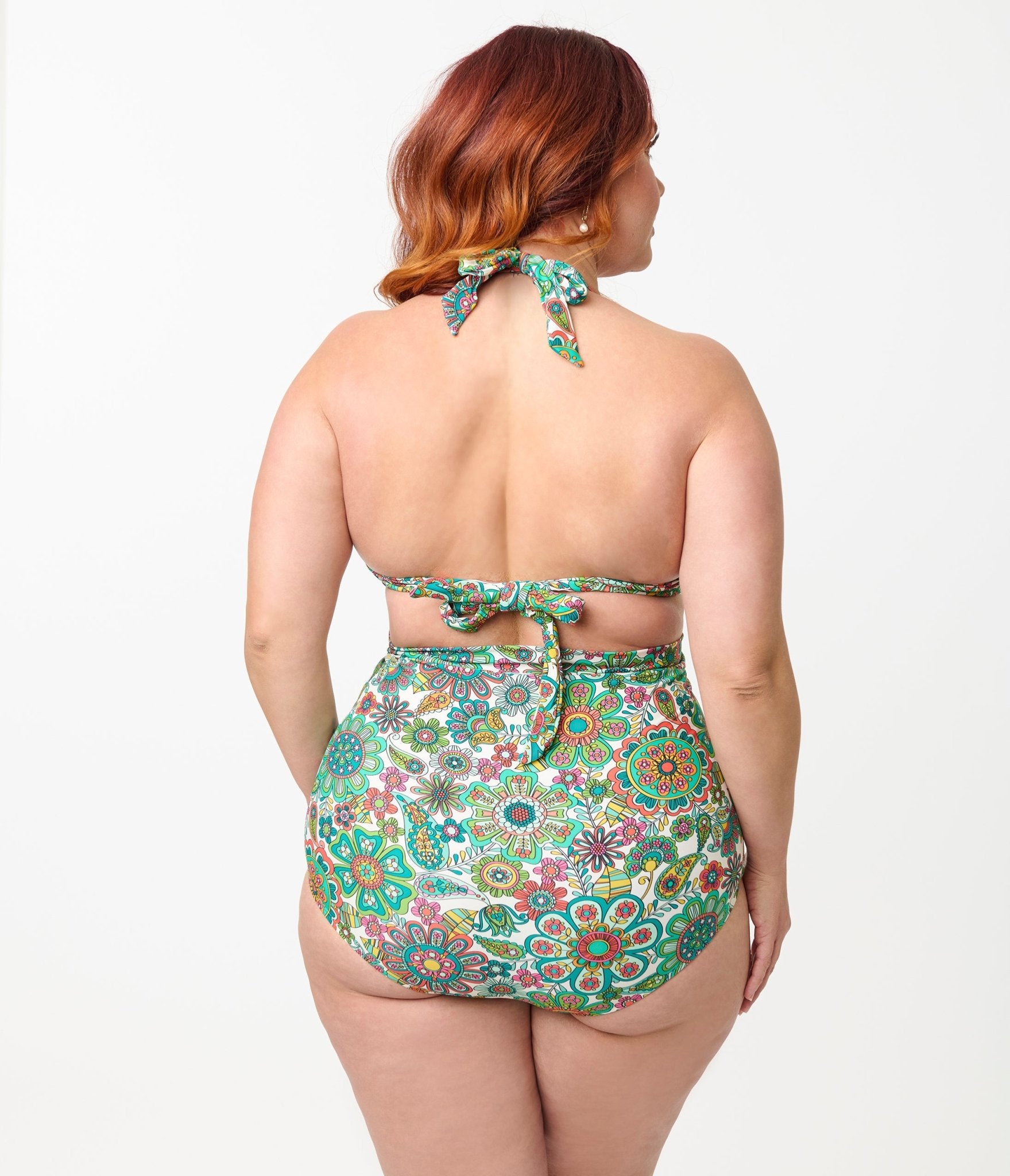Unique Vintage Plus Size Green Kaleidoscope Monroe Swim Bottom - Unique Vintage - Womens, SWIM, BOTTOM