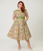 Unique Vintage Plus Size Green Mason Jar Print Cotton Hedda Swing Dress - Unique Vintage - Womens, DRESSES, SWING