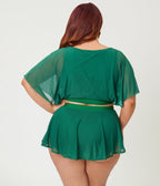 Unique Vintage Plus Size Green Mesh Coronado Swim Skirt - Unique Vintage - Womens, SWIM, BOTTOM