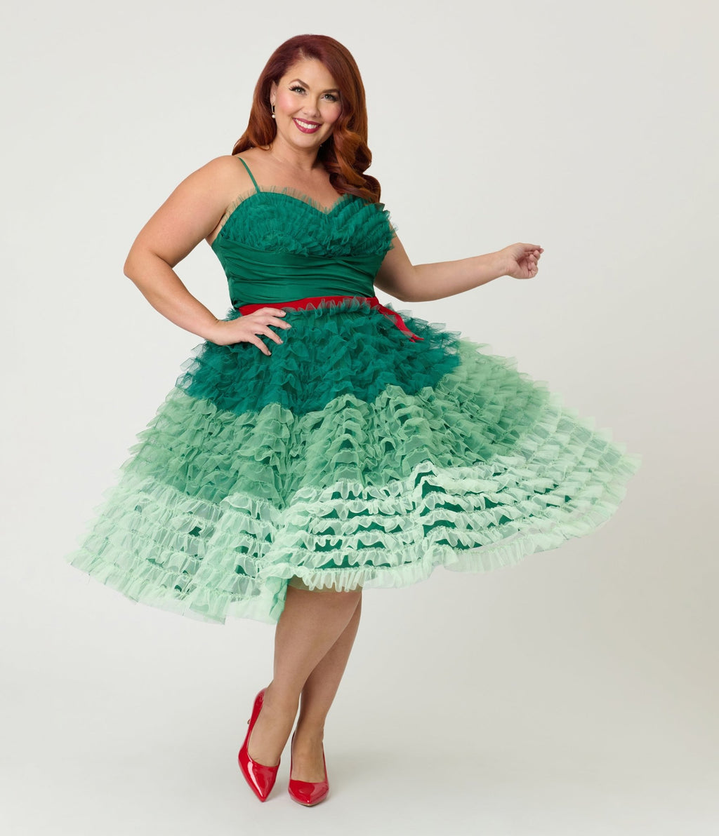 Unique Vintage Plus Size Green Ombre Tulle Cupcake Swing Dress - Unique Vintage - Womens, DRESSES, PROM AND SPECIAL OCCASION