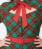Unique Vintage Plus Size Green & Red Bias Plaid Swing Dress - Unique Vintage - Womens, DRESSES, SWING