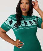Unique Vintage Plus Size Green Sasquatch Fair Isle Paige Sweater - Unique Vintage - Womens, TOPS, SWEATERS