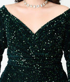 Unique Vintage Plus Size Green Sequin Shailene Pencil Dress - Unique Vintage - Womens, DRESSES, WIGGLE