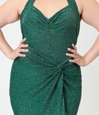 Unique Vintage Plus Size Green Shimmer Romper & Sarong Set - Unique Vintage - Womens, BOTTOMS, ROMPERS AND JUMPSUITS